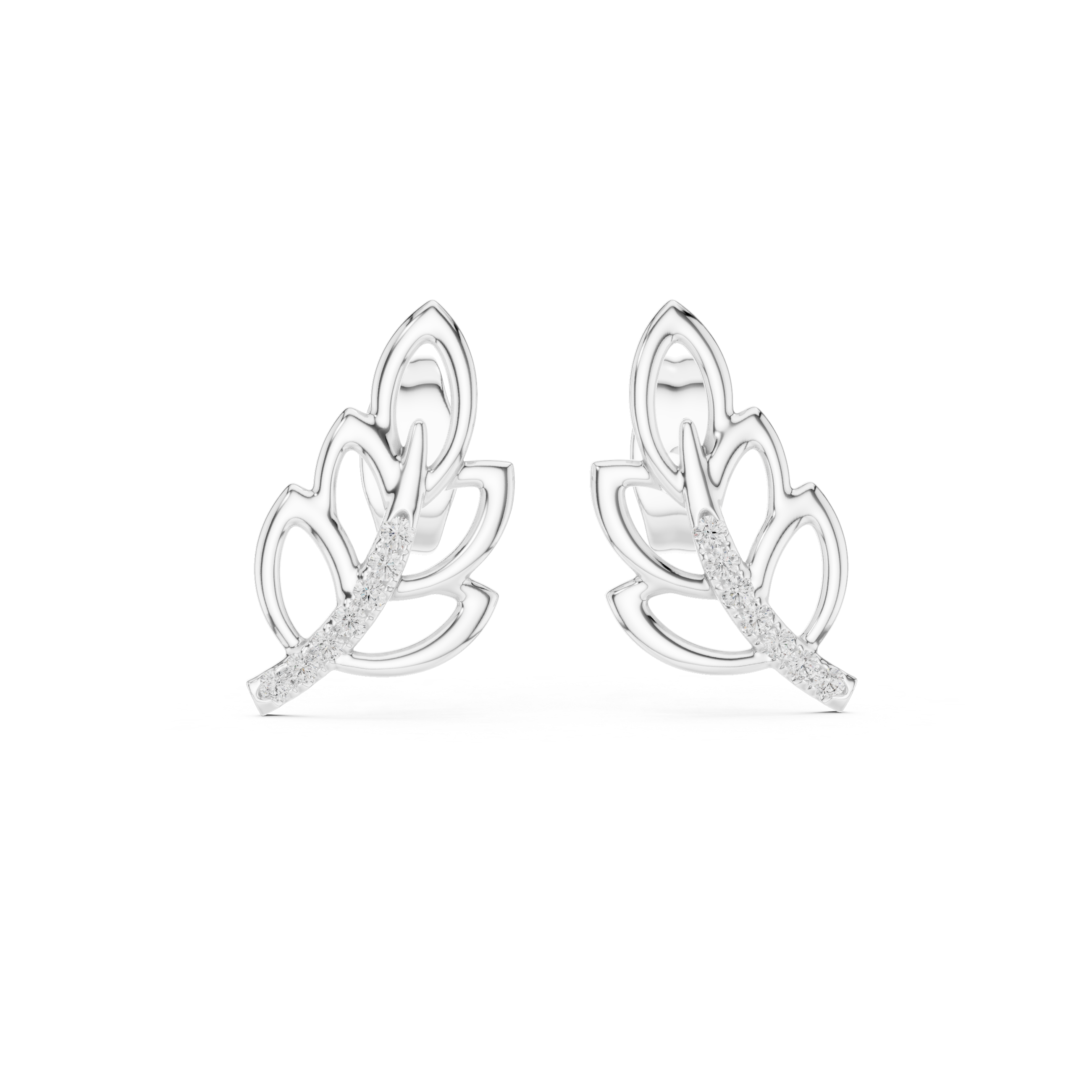 Feather Diamond Studs