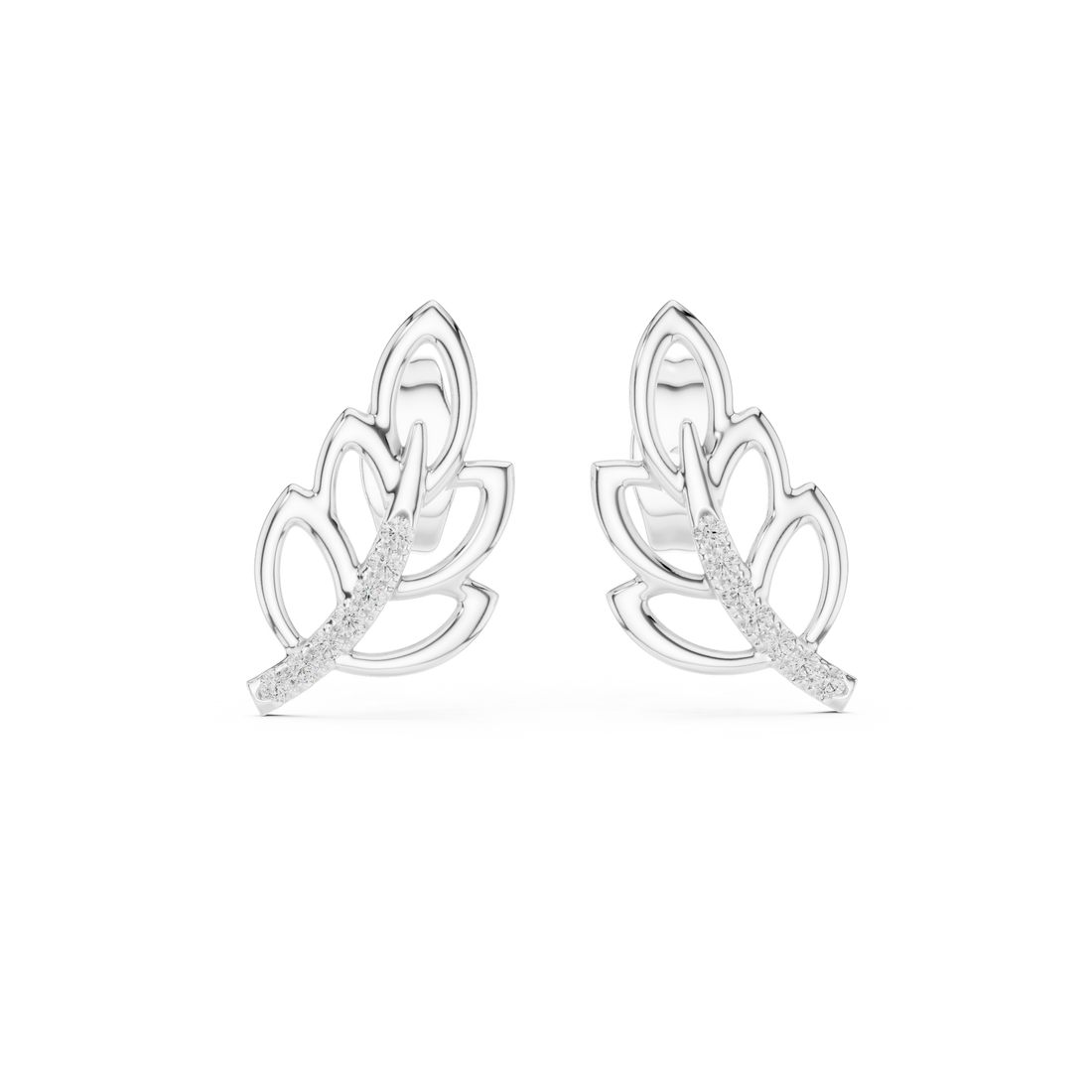 Feather Diamond Studs
