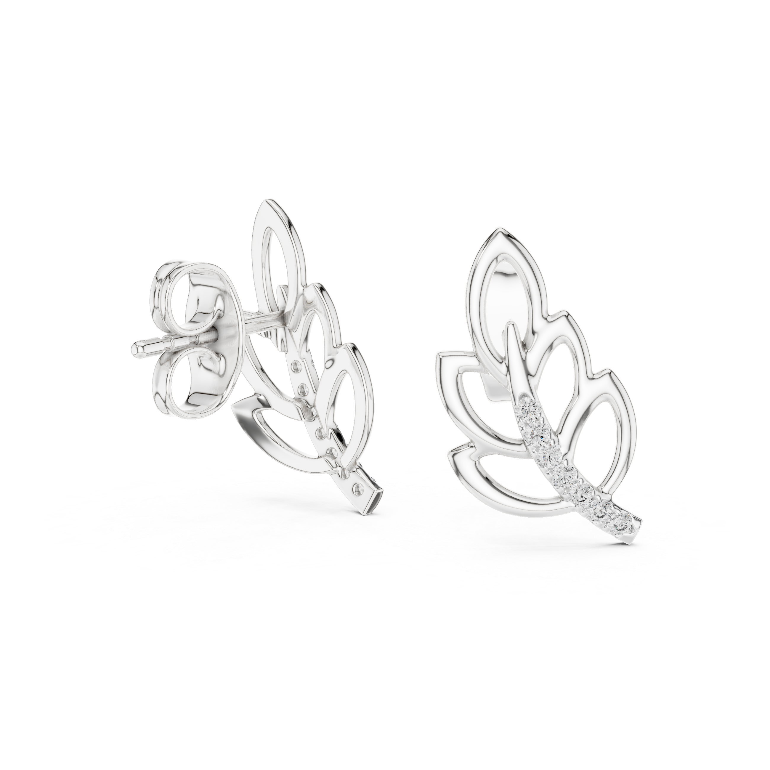 Feather Diamond Studs