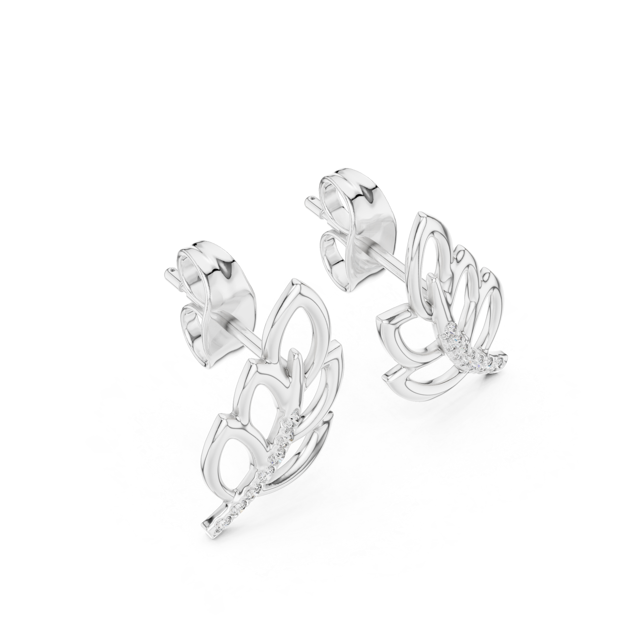 Feather Diamond Studs