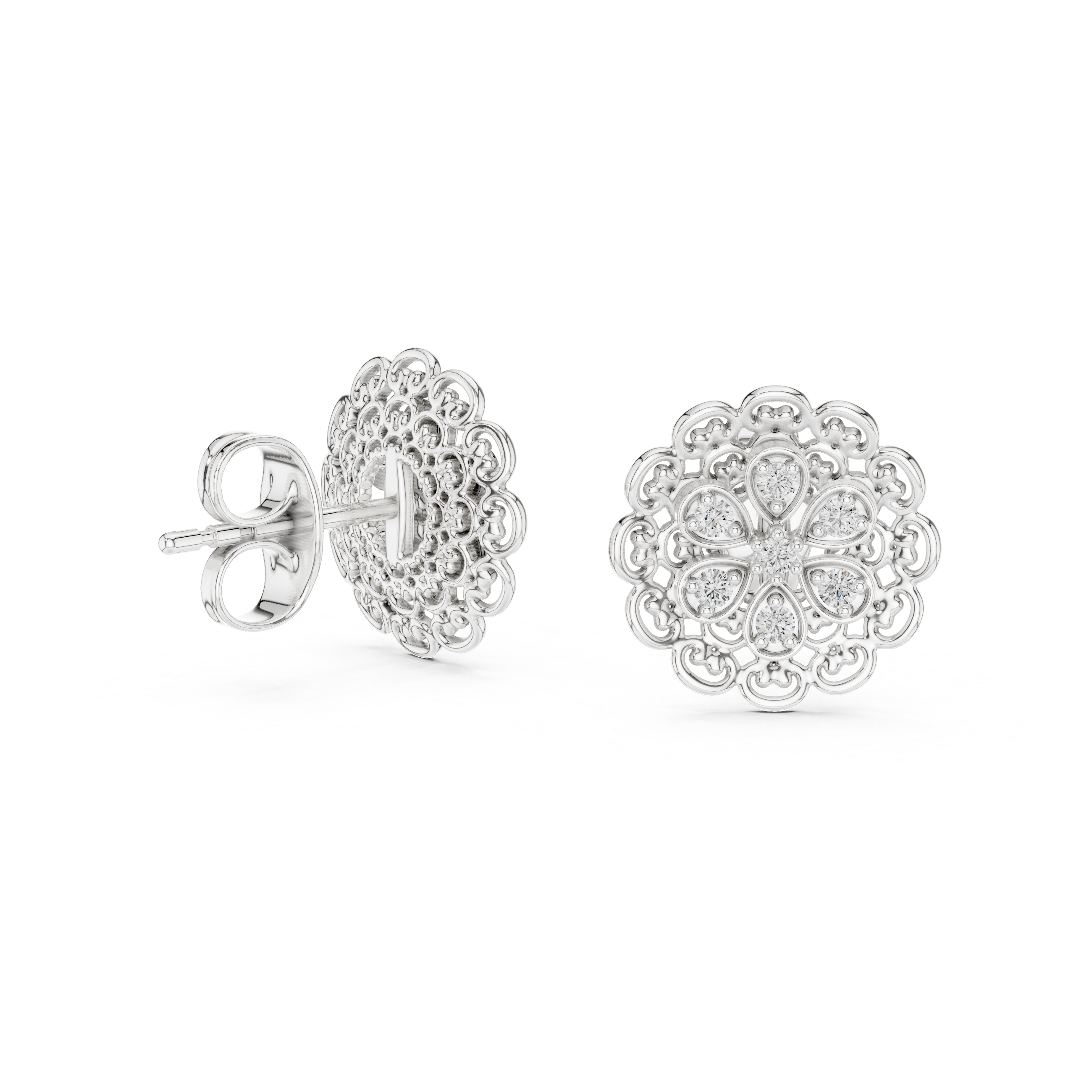 Floral Diamond Studs