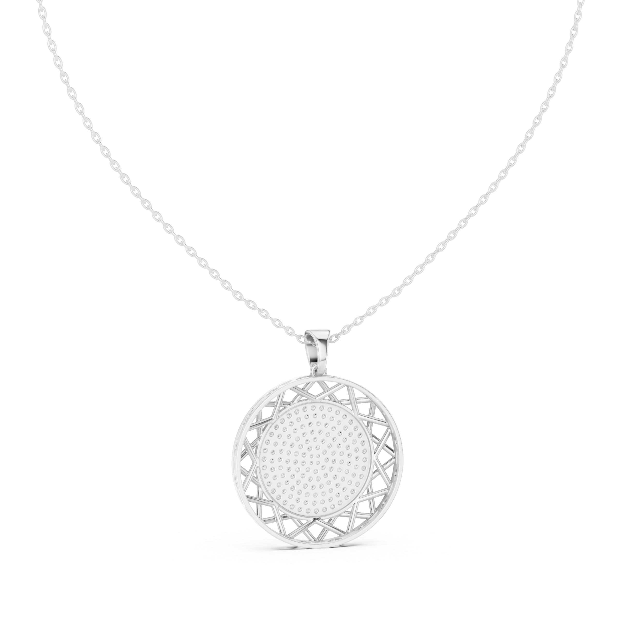 Lattice Circle Silver Pendant