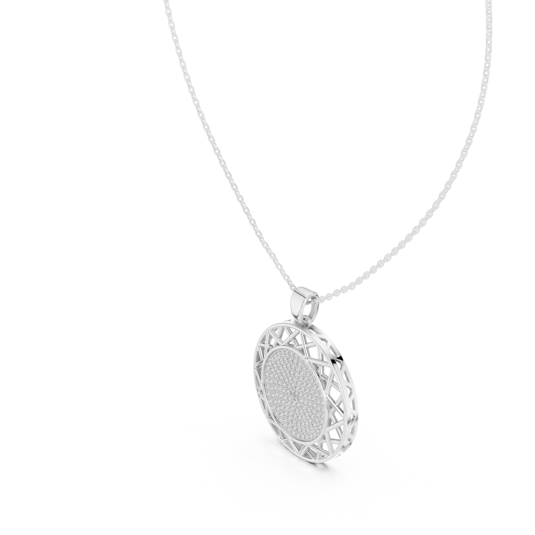 Lattice Circle Silver Pendant