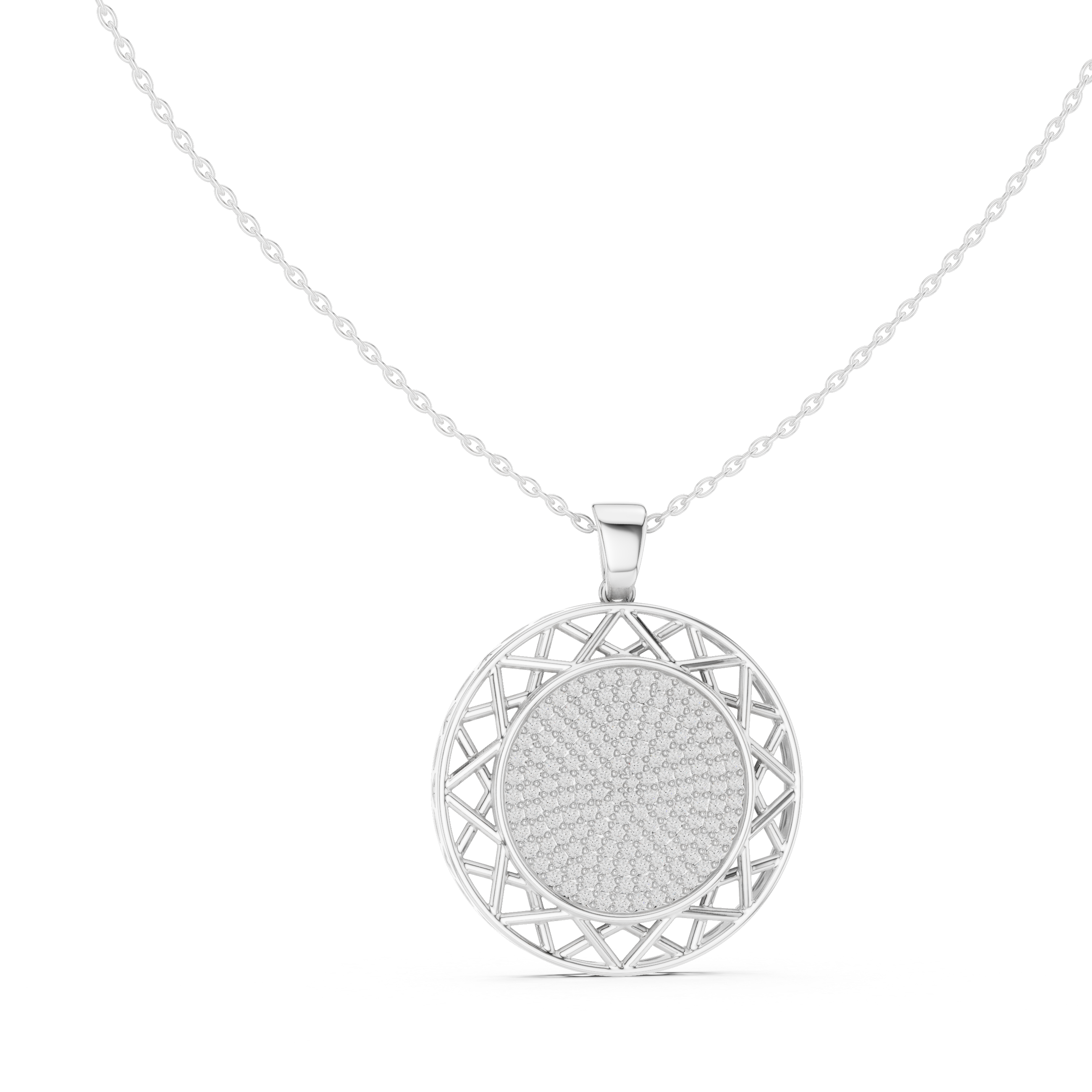 Lattice Circle Silver Pendant