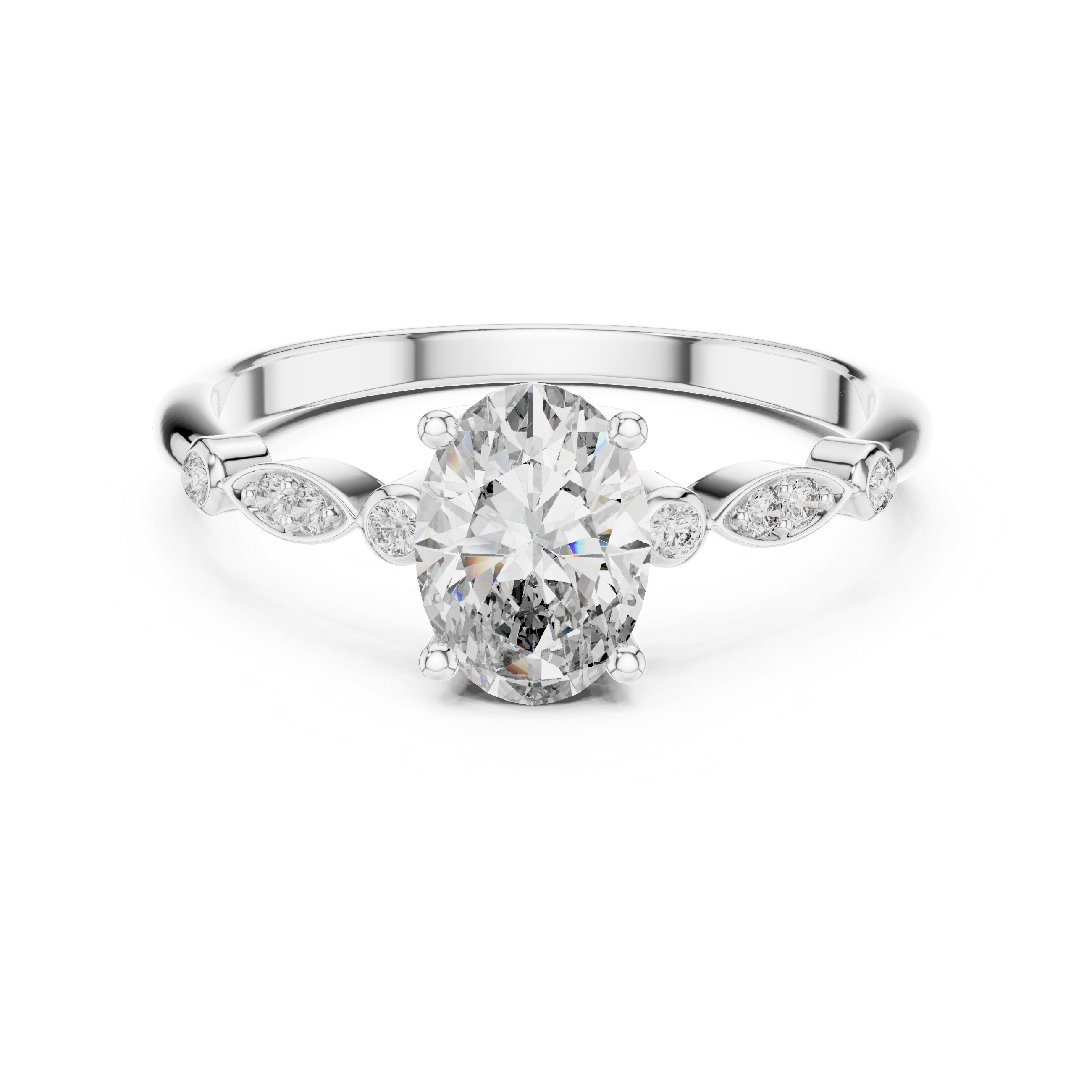 Oval Vine Accent Ring