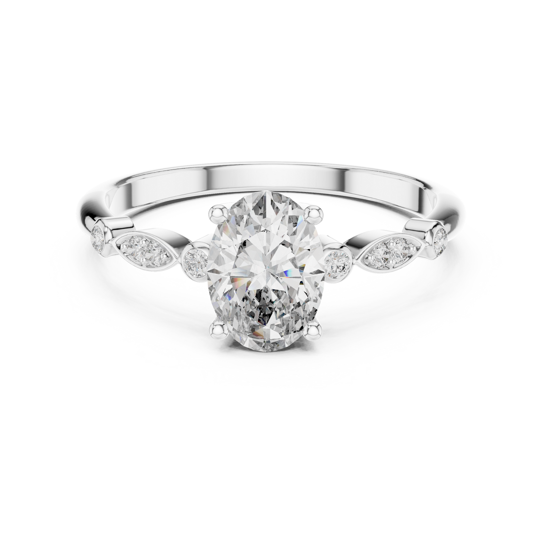 Oval Vine Accent Ring