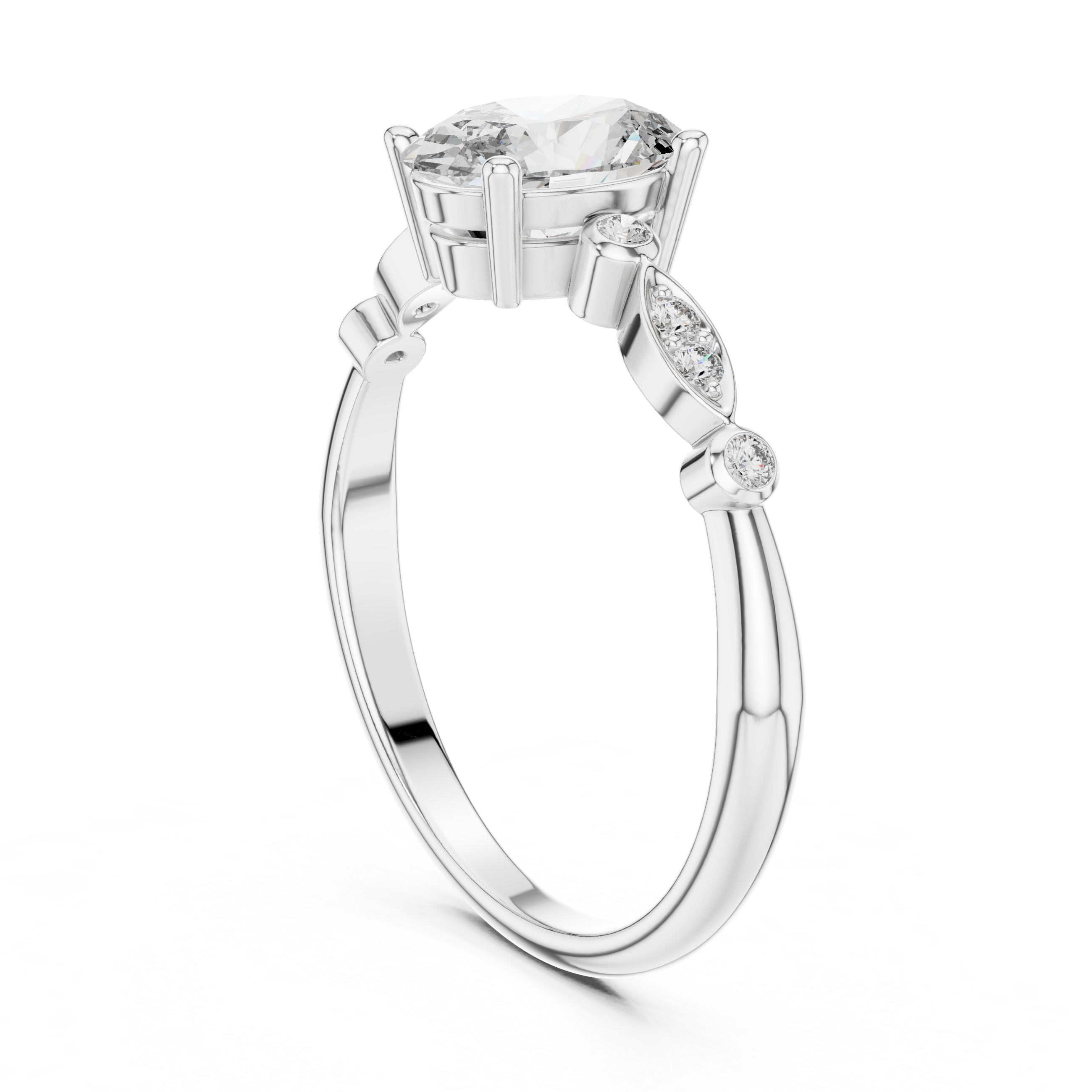 Oval Vine Accent Ring