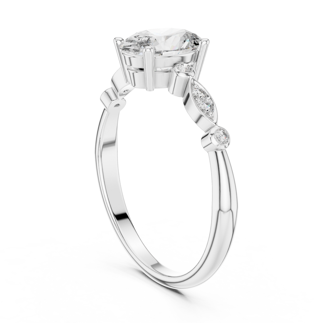 Oval Vine Accent Ring
