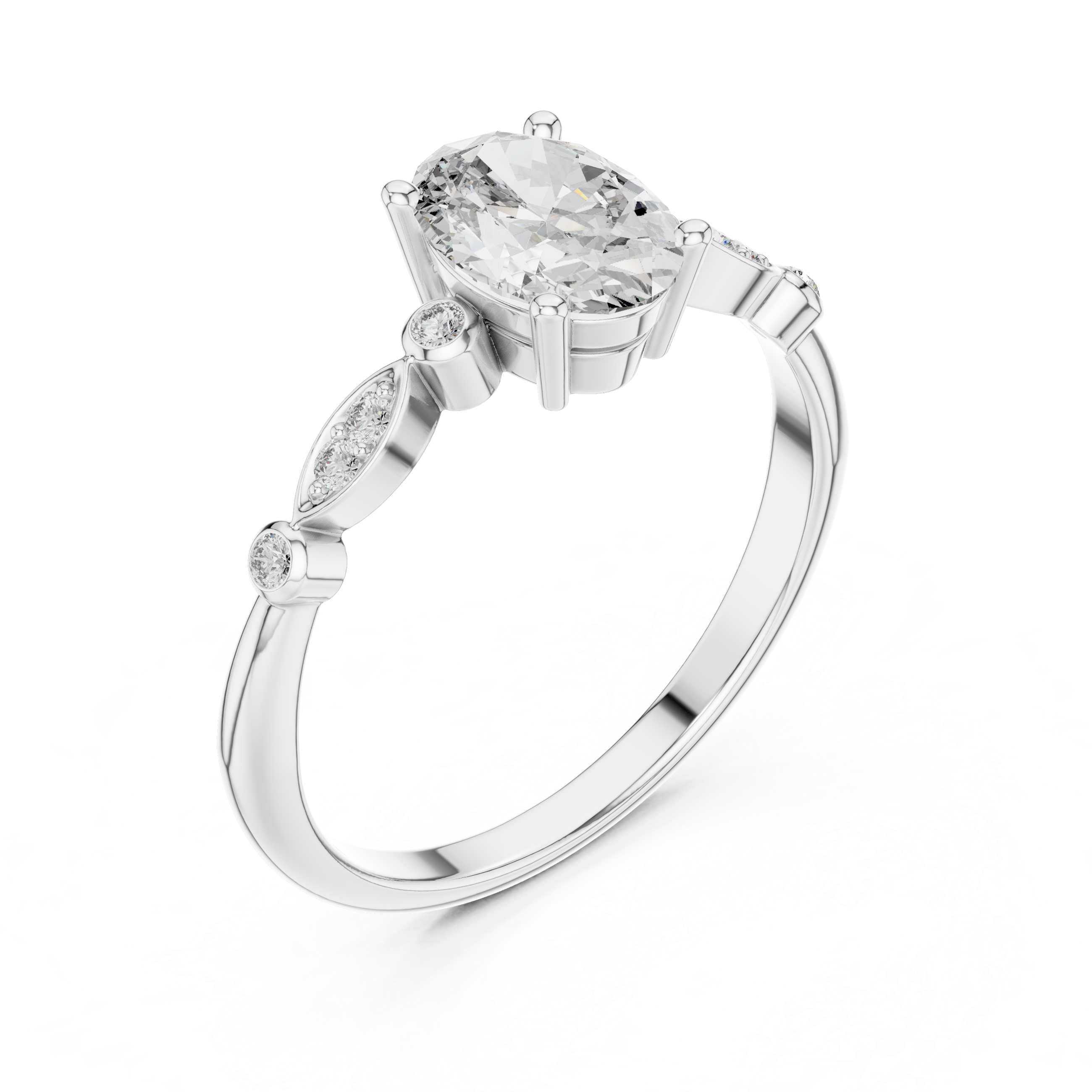 Oval Vine Accent Ring