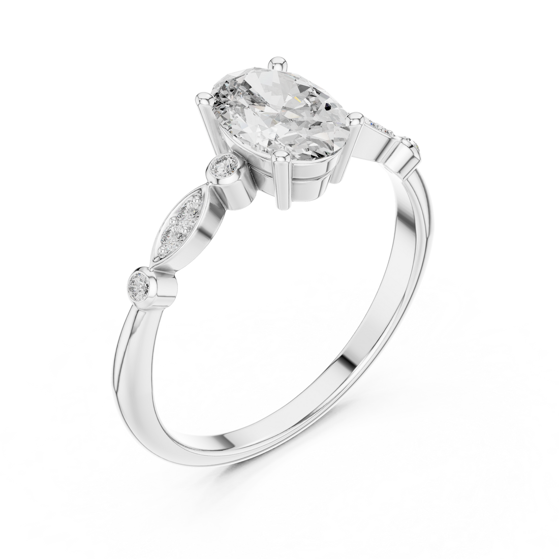 Oval Vine Accent Ring
