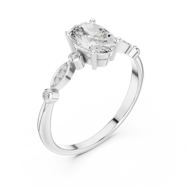 Oval Vine Accent Ring