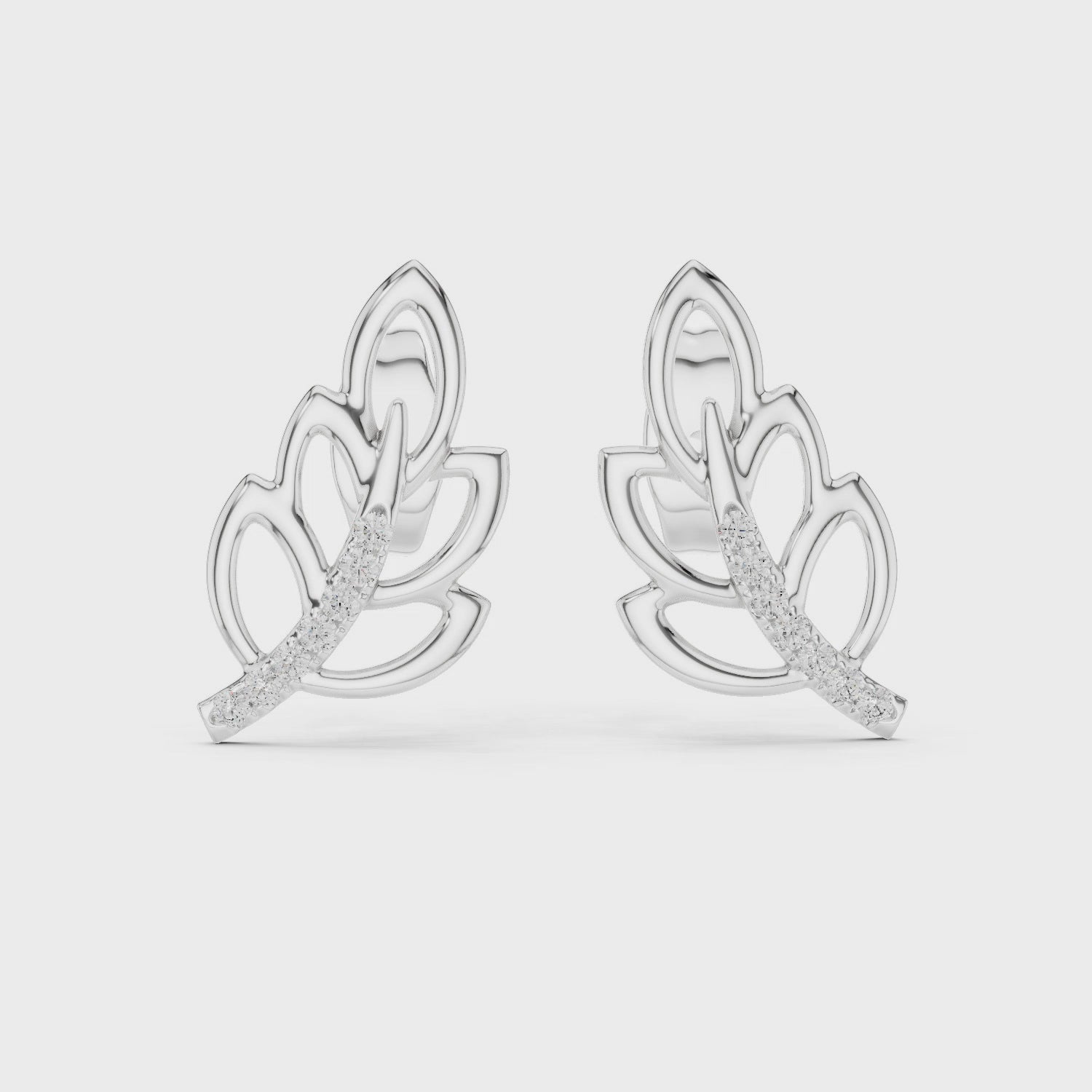 Feather Diamond Studs